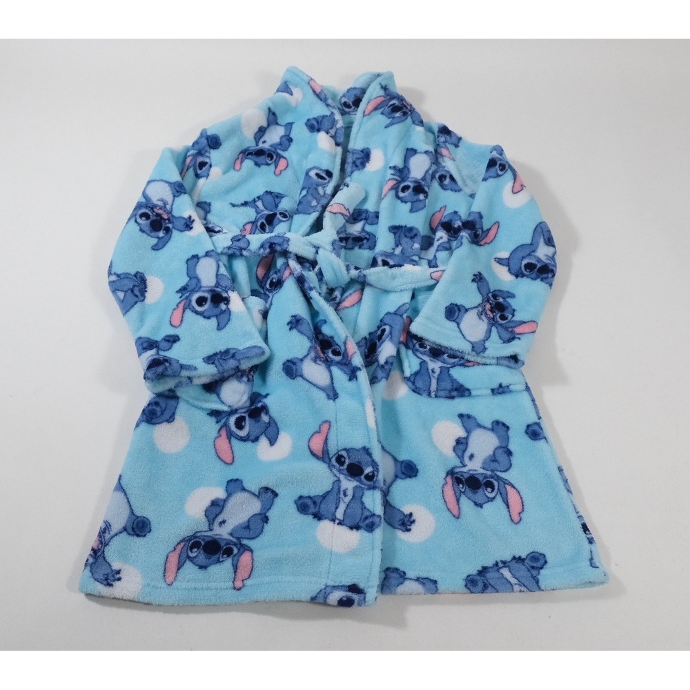Disney‎ Robe Kids Size 10 Blue Stitch Lilo & Stitch Fleece Loungewear Belted